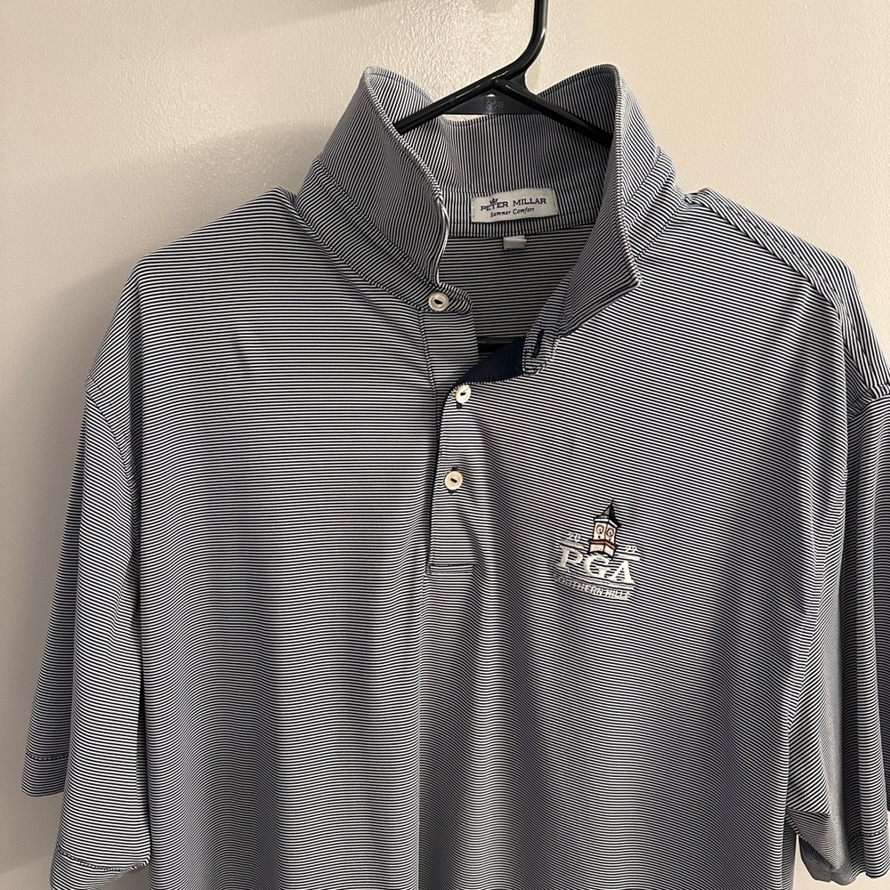 Peter Millar Men's Navy Striped Polo Shirt